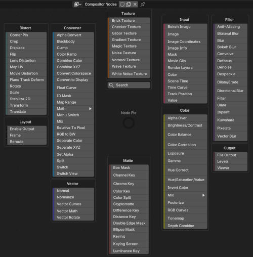 Node pie interface in the compositor